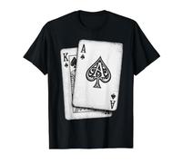 Ace King Blackjack Jugando a Las Cartas Poker Casino Jugador Camiseta gráfica económica, Hombre, Negro, M