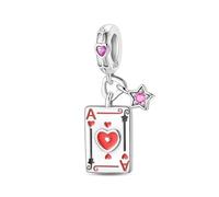 Ace of Hearts amuleto colgante con naipe, amuleto para pulsera, compatible con Pandora Bracelet Neckalce