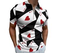 Ace of Hearts Polo para Hombre Slim Fit Camisas de Golf de Manga Corta Camisetas de Trabajo Casuales