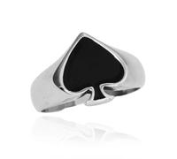 Ace of Spades Anillo para hombre, Black Ace Spades Poker Ring Ace Game Card Ring Poker Gambling Cocktail Party Ring Retro Punk Rock Biker Ring Casino Schmuckgeschenk für Männer, 19.8, NO