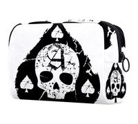 Ace of Spades - Bolsa de cosméticos con calavera grunge para mujer, neceser de viaje, bolsa organizadora de maquillaje grande con cremallera, multicolor, 18.5x7.5x13cm/7.3x3x5.1in, Neceser