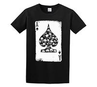 Ace of Spades Vintage Gothic Gambler Skull Playing Card Men's T-Shirt Unisex Black Cotton Print tee Shirts L