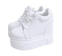 Ace Shock Zapatos Deportivos de Plataforma para Mujer, con tacón Alto Oculto, para Caminar, Novias y Bodas, Sin Flor Blanca, 38 EU
