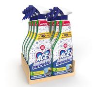 ACE Spray desengrasante universal, sin lejía, cero manchas, perfume de lima y menta piperita, 8 botes de 600 ml