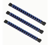 ACEBON Juego de 3 raíles para llaves de vaso, con 45 clips, para insertos de 10 mm (3/8"), organizador de llaves de vaso