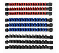 ACEBON Juego de 9 piezas de raíles para llaves de vaso, con 129 clips, para insertos de 6,3 mm, 10 mm, 12,5 mm, organizador de llaves de vaso