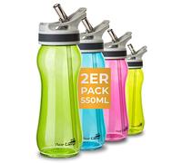 AceCamp 2 x TRITAN Botella de Agua | Botella de Agua a Prueba de Fugas sin BPA | Botella Deportiva Pajita I 550 ml I Paquete Doble Verde I 15545