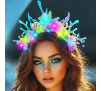 ACEDRE Diadema de sirena iluminada con corona de estrella de mar brillante para mujer