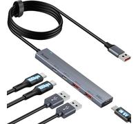 Aceele Hub USB 3.2 Gen 2 con 4 Puertos USB A YC, Puerto Tipo-C Carga, 10Gbps USB Hub 3.2 con Cable de 120cm, Compatible con Macbook, iMac, Ordenador, Portátil, XPS, Xbox y más