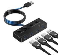 Aceele Hub USB 3.2 Gen 2, USB A Hub con Interruptores Individuales, 10Gbps Ladron Datos de Alimentación con 120cm Cable Largo para MacBook, Unidad Flash, Disco Duro, iMac, XPS, PC, Portátil y Más