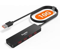 Aceele Hub USB A 3.2 Gen 2 con 4 USB-A Puertos & Tipo C Carga, 10Gbps USB Ladron con Cable de 120cm de Largo Concentrador de Datos 3.2 para MacBook, Portátil, PC, Xbox, PS5, HDD Móvil y Más