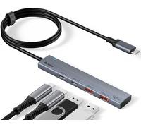 Aceele HUB USB C 3.2 Gen 2 con 2 Puertos USB-A y 2 Puertos USB-C de Datos, Concentrador USB de Aluminio con Cable de 100 cm para Computadora Portátil, PC de Escritorio, Xbox y Mac y más
