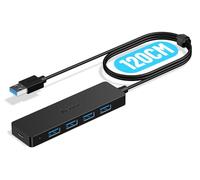 Aceele USB A 3.0 Hub con 4 Puertos USB-A & Tipo C Carga, Ultrafino 5Gbps Transmisión de Datos Ladron Splitter con Cable Extensión de 120cm, Compatible con MacBook, Portátil, Xbox, PS5, HDD Móvil y Más