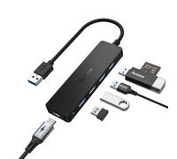 Aceele USB Hub 3.0 mit 1.2 m Kabel, 6-in-1 USB Adapter auf 3 USB 3.0 Extension und SD/TF Kartenleser, geeignet für Laptops, Desktops PC, Xbox und Mac USW (Grau)