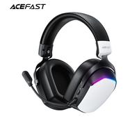 ACEFAST-auriculares inalámbricos para videojuegos, cascos con luz RGB, micrófonos desmontables, altavoz con controlador de 50MM, Bluetooth 2,4G White