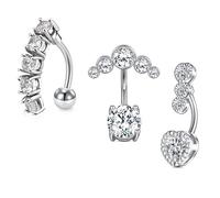 AceFun 14G 3 Piezas Piercing para Ombligo Anillos Acero Quirúrgico con CZ Piercing Ombligo Barras Barbell