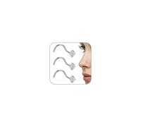AceFun Piercing de nariz de titanio de 20 g, 1 L, con tornillo recto, anillos de nariz G23 de acero con diamante, joyería de plata para mujeres y hombres, 1,5 mm, 2 mm, 2,5 mm, 3 mm, circonita cúbica