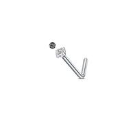 AceFun Piercing nariz titanio para mujeres hombres 1.5mm diamante forma L 1 pieza G23 acero titanio Piercing narizs Stud Nostril Piercing Joyería con circonio cúbico