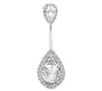 AceFun Piercing ombligo Genuine Plata 925 Top Down Teardrop 12mm Anillos S925 Sterling Silver Belly Bar 14G Reverse Navel Piercings Joyería