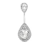 AceFun Piercing Ombligo Plata 925 Top Down Teardrop 8mm Genuino S925 Belly Bar 14G Reverse Bars Plata Piercing Ombligo Joyería