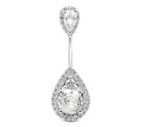 AceFun Piercing Ombligo Plata Genuina 925 Top Down Teardrop 10mm Anillos S925 Plata de Ley Barriga Barras 14G Reverse Navel Joyería de Plata