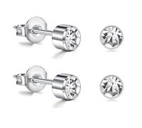 AceFun Piercing oreja titanio plata para mujer Pendientes redondos 3mm circonita cúbica Helix Traugus Piercing Joyas G23 Sleeper Cartilage Pendientes Conjunto de joyas para hombre