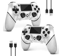 AceGamer 2 Pack Mando Inalámbrico para PS4,Mando de Juego para PS4/Pro/Slim/PC,Gamepad Joystick con Turbo/Botón Trasero/Doble Vibración/6-Axis Sensor Giroscópico (2 paquetes blancos)
