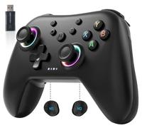 AceGamer Aurora 2.4G Mando inalámbrico para PC Windows/Switch 2/Switch/Steam/iOS/Android, Mando para PC con joystick de efecto Hall, Botón trasero programable, Actuador resonante lineal, Turbo, Negro