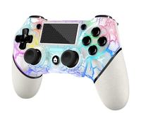 AceGamer Mando Inalámbrico para PS4, Con Luces RGB, Jack de Audio de 3.5mm, Joystick Gamepad V2 Compatible con PS4 / Slim/Pro y Windows PC (Blanco)