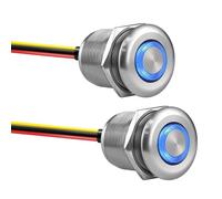 acegoo 2 x Regulador de luz 12V PWM Reguladores de intensidad 6A Dimmer Interruptor Pulsador de Botón Para 12 Volt luz LED regulable, Aluminio Agujero 22mm para Barco Camper Coche Autocaravana