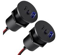 acegoo Enchufe USB de 12 V para autocaravana, aluminio CNC con interruptor y retroiluminación azul, PD3.0 y QC3.0, carga rápida tipo A + tipo C para autocaravana, barco, autobús, coche, golf, camión