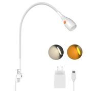 acegoo Lámpara de Lectura Pared de LED Flexible, Regulable 3000K/Ámbar, con Interruptor Cama Luz Lectura, Cabezal de Lámpara Giratorio Blanco(1 pack)