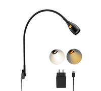 acegoo Lámpara de Lectura Pared de LED Flexible, Regulable 3000K/Ámbar, con Interruptor Cama Luz Lectura, Cabezal de Lámpara Giratorio Negro (1 pack)