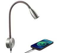acegoo Luz de Lectura LED 12V Lámpara de Pared Flexible Cuello de Cisne Regulable DC24V con Interruptor Dimmer y Cargador Tipo C para Barco Autocaravana Caravana Camper Cabina Camión (Plata)
