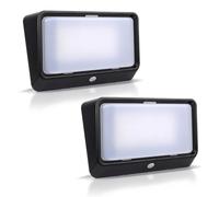 acegoo Luz exterior para porche 12V camper con 3 modos de iluminación (1800K, 6500K, rojo) Base blanca Nano Impermeable IP65, ideal para barco, caravana, camión, autocaravana, negro 2PCS