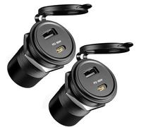 acegoo Toma USB 12V 65W PD3.0 y QC3.0 18W, Camper Aluminio Impermeable Enchufe, Computadoras Portátiles Cargador de Coche, Carga Rápida Empotrable para Autocaravana Barco Marino ATV Golf, 2 Piezas