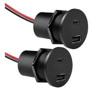 acegoo Toma USB 12V Camper Aluminio USB C Cargador de Coche, Doble Puerto de Carga Rápida PD3.0 y QC3.0 para Autocaravana Barco Marino Camión Autobús, 2PCS