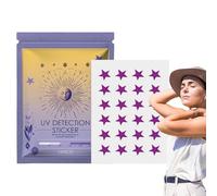 Aceirropy Patch de protector solar, pegatinas de detección UV - Conjunto de 24 pegatinas para el cuerpo para broncearse - Recordatorio de reaplitación de protección solar en de estrella, suministros