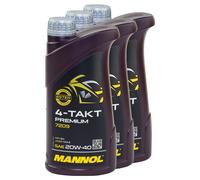 3x 1 Litro Mannol Aceite de Motor 4-TAKT Premium 7209 20W40 Api Sn Jaso MA2