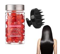 Aceite Capilar Con Vitaminas Y Cepillo De Masaje - 40 Cápsulas Reparadoras Con Aceites De Argán, Macadamia Y Aguacate - Para Cabello Seco, Dañado Y Encrespado