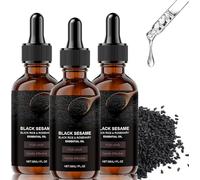 Aceite capilar de sésamo negro, aceite capilar densificante, extractos de sésamo negro y romero, suavidad sin lavado, para reparar el cabello dañado y seco.,3pcs
