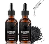 Aceite capilar de sésamo negro, aceite capilar densificante, extractos de sésamo negro y romero, suavidad sin lavado, para reparar el cabello dañado y seco.,2pcs