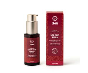 Aceite capilar khadi STRONG AMLA - previene la caída del cabello y las canas, fortalece las raíces - Cosméticos naturales 100% certificados y veganos y sin siliconas - 50 ml