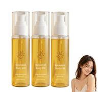 Aceite corporal botánico, aceite biológico hidratante ligero, con algas wakame y aceites de nuez de Brasil y semillas de pasiflora, no graso, para pieles de aspecto seco (3pcs)