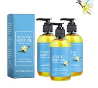 Aceite corporal de vainilla caramelo, cuidado de la piel hidratante y nutritivo para la piel seca, absorción rápida no grasa para las manos corporales, tratamiento relajante con aroma dulce (3pcs)