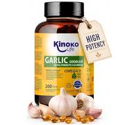 Aceite de AJO 200 Cápsulas con OMEGA 9 125.000 mg Extracto 500:1 Desodorizado con Aceite de Oliva Virgen Extra. 2500mcg de Alicina. Sin Olor Sin Gluten Non GMO. Cápsula Entérica No Repite.