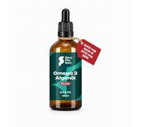 Aceite de algas Omega 3 cereza con 998 mg de DHA y 535 mg de EPA por 2,5 ml, la alternativa vegana al aceite de pescado, con todos los análisis