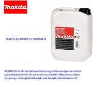 Aceite de cadena de sierra MAKITA 5L Biotop 980808611 para todas las motosier...