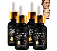 Aceite de café Aceite de semilla negra Esencia Hidratante Piel Hidratante y reduce las arrugas, Tratamiento facial calmante con aceite de semilla negro, suero infundido natural (4pcs)