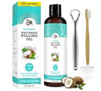 Aceite de Coco Natural Colutorio Enjuague Bucal Aceite de Menta con Raspador de Lengua & Cepillo de Dientes para Ayudar a Tener un Aliento Fresco,Blanquear los Dientes(237 ml)